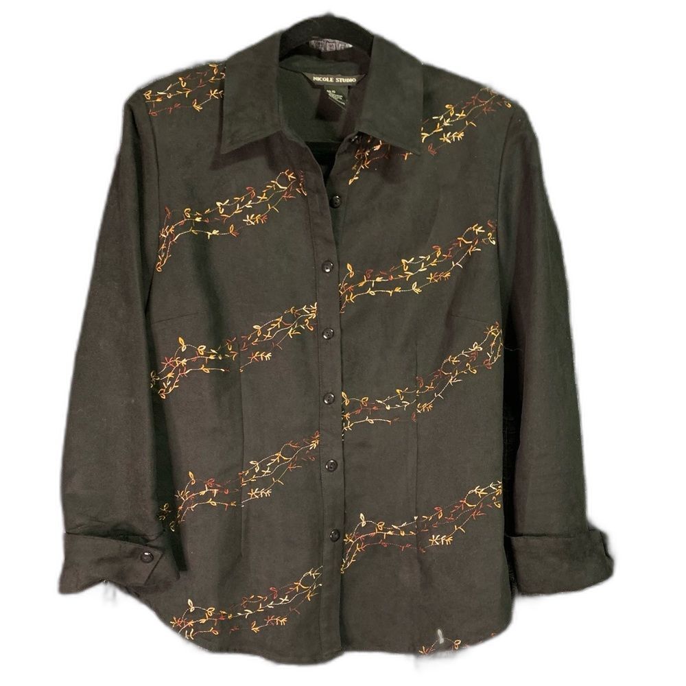 NICOLE STUDIO Vintage Button Front Faux Suede Jacket / Shirt Size 10 D018